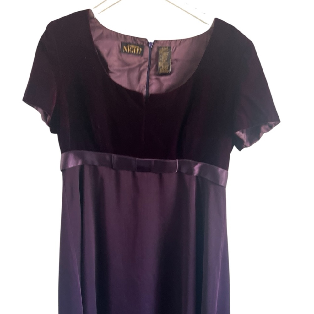 Liz Claiborne Night Purple Velvet & Satin Empire-Waist Dress